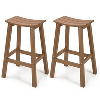 Ensemble de tabourets de bar en plastique à texture bois réaliste, tabourets de bar d'extérieur pour bar, comptoir de cuisine, piscine et patio