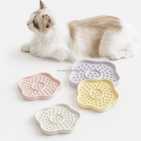 MoMoPaw Flower Floral Ceramic High Quality Flower Pink Pet Ceramic Slow Feeding Plate Cat and Dog Lick Mat Bowl Slow Feeder