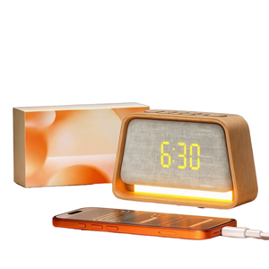 Lámpara de Noche Infantil con Logotipo Personalizado, Reloj Despertador Digital de Plástico con Iluminación Ambiental LED RGB - Product Image 1