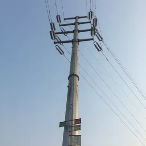 घर के बाहर लाइन 20m 17m जस्ती लोहा ट्यूबलर वोल्टेज ट्रांसमिशन 33kv बिजली स्टील पोल टॉवर