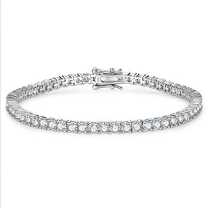 Bracelet tennis de luxe haut de gamme en argent sterling S925, style européen et américain, exquis, entièrement serti de <span class=keywords><strong>moissanite</strong></span>, pour femme - Product Image 1