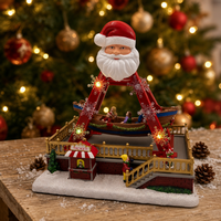 Village de Noël Melody en plastique, bateau pirate du Père Noël avec lumière LED, ornement de table, décoration de Noël pour la maison, cadeau de Noël