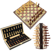 Jeu d'échecs magnétique d'intérieur portable antique fait à la main en bois de haute qualité Puzzle écologique Taille du tournoi Jouet éducatif