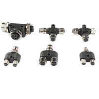 Conector Adaptador Tipo T M12, 1 Macho 2 Hembras, Divisor de 4 Pines, Clasificación IP67, Carcasa de Latón Aeroespacial de 6 Pines, Equipo de Sensor de Precisión