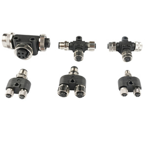 M12 T-Type Adapter kết nối 1 nam 2 nữ splitter 4-pin IP67 đánh giá hàng không vũ trụ 6P Brass nhà ở thiết bị cảm biến chính xác - Product Image 4