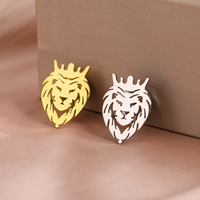 Épingle de revers tête de loup pour homme, broche personnalisée animal (lion, aigle), style punk gothique, badge en acier inoxydable pour lui
