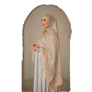 Collection de <span class=keywords><strong>Capes</strong></span> Hijab en Voile Jersey pour Femmes – Nouvelle Écharpe Longue Hijab Style Ethnique pour Femmes, Châle Imprimé Paisley en Polyester Extensible dans les Quatre Sens - Product Image 1