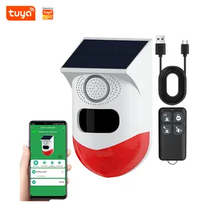 Tuya Outdoor Solar Alarm Siren Smart WiFi PIR Motion Detector Infrared Motion Alarm with Remote Controller