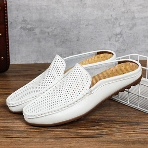 Hot Selling Summer Casual Shoes Large Size Genuine Leather <b>Half</b> <b>Slip</b>-On Breathable Fashionable Light Weight Closed Toe Sneakers - Product Image 4