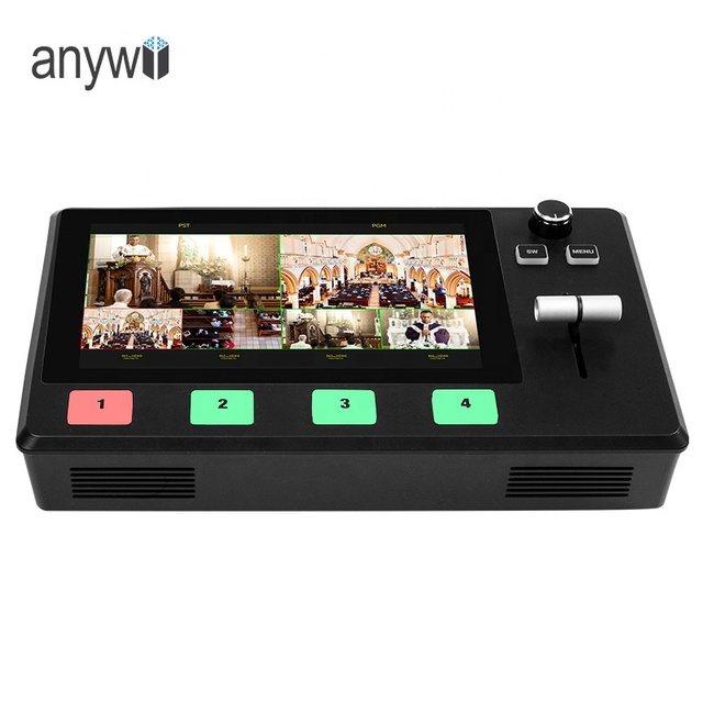Anywii Multi-Camera Video Mixer Switcher 5.5 Inch FHD LCD 4-Channel Real-Time Production Live Streaming Audio Conference System