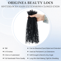 Extensions de micro-locks Originea Full Ends Boho Locs faites à la main, 100 % cheveux humains, style Sisterlocks, extensions de dreadlocks