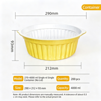 Boîte d'emballage jetable ronde dorée épaissie de 4000 ml, pot en papier d'aluminium pour extérieur avec couvercle, boîte en papier d'aluminium scellée