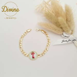Bracelet religieux <span class=keywords><strong>Divino</strong></span> Nino Jésus Saint Jude Vierge Marie Bracelet en alliage plaqué or 14 carats Bracelet Figaro de haute qualité - Product Image 6
