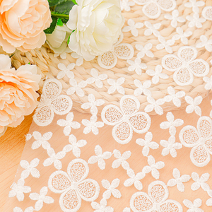 Bán Giá Cả Cạnh Tranh Ăn Mặc Làm Ren Vải Trắng Voile Gạc Phẳng Thêu Mềm Bông Lưới Ren Vải Váy Cưới - Product Image 6