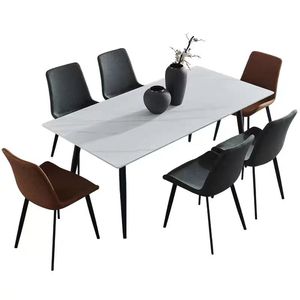Muebles de Comedor de Estilo Moderno, Mesa con Patas de Metal, Mesa de Comedor con Tapa de Piedra Sinterizada para el Hogar - Product Image 4
