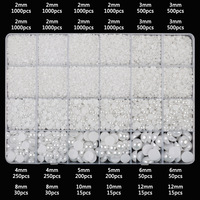 24 compartiments pour accessoires de coque de téléphone DIY Nail Art, strass à fond plat, imitation perle semi-circulaire, décoration pour ongles