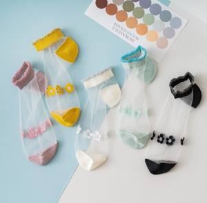 Chaussettes d'été invisibles à ouverture peu profonde pour femmes, 2020, nouveauté, version coréenne pour étudiantes, petits <span class=keywords><strong>bas</strong></span> transparents en verre de marguerite - Product Image 2