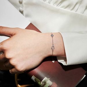 Dylam 925 Sterling Silver Blue Evil Sapphire Eye <b>Bracelet</b> With 5A Cubic Zirconia <b>Adjustable</b> Chain <b>Bracelets</b> for Women - Product Image 4