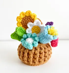 Christmas Mothers Day Gifts Cute Wool Potted Plants Crochet Car Mirror Hanging Knitted Flower Bouquet Rose Sunflower Pot