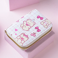 Nuevo Tarjetero de PU para Mujer con Diseño de Dibujos Animados, Monedero Pequeño de Estilo Japonés, Monedero con Cremallera de Gran Capacidad y Múltiples Ranuras para Tarjetas