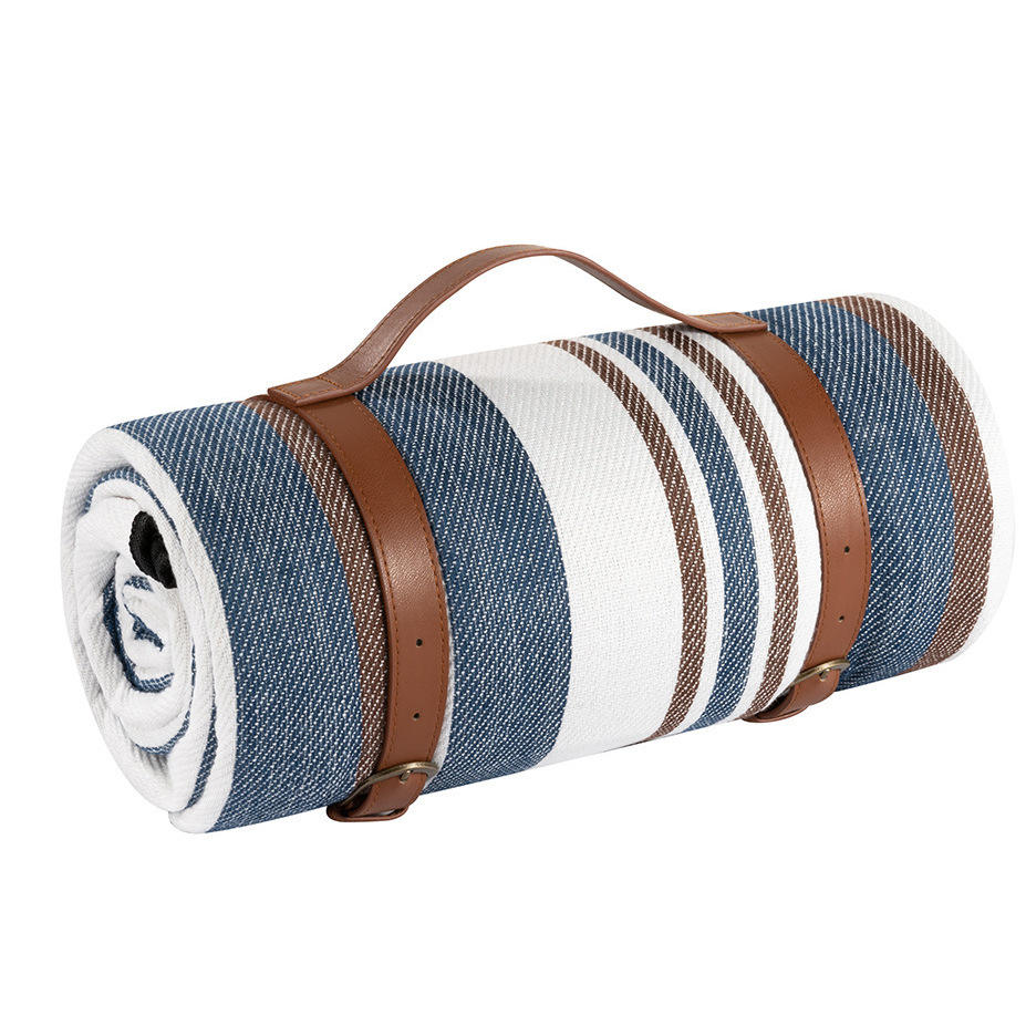 Mocha blue striped leather strap