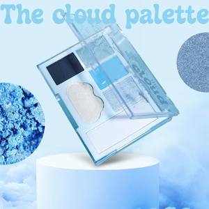 Palette d'ombres à paupières personnalisée sans poids, palette d'ombres à paupières scintillantes longue durée, palette d'ombres à paupières nuage à haute pigmentation, palette d'ombres à paupières bleues mélangées - Product Image 3
