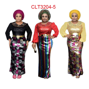Robe de soirée longue noire ou <span class=keywords><strong>africaine</strong></span>, manches longues, paillettes, <span class=keywords><strong>tunique</strong></span> avec jupe, mode <span class=keywords><strong>femme</strong></span>, automne - Product Image 5