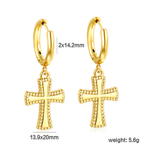 ต่างหูทองคำรูปกากบาท สแตนเลส แฟชั่น เครื่องประดับผู้หญิง ของขวัญ - Product Image 4