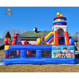 Comercial PVC mármol perrito patrulla inflable Castillo tobogán combinado para alquiler - Product Image 4