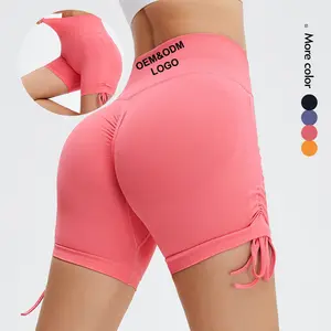 Pantalons de Yoga personnalisés, collants d'entraînement, taille haute, cordon de serrage, sans couture, culotte de yoga