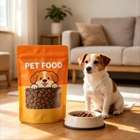 Pochette personnalisée imprimée à fond plat avec fermeture éclair pour aliments pour chiens, sac d'emballage en plastique Mylar recyclable de qualité alimentaire, résistant à la chaleur