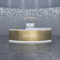 Meuble de bureau commercial haut de gamme Qianhao de style médiéval en MDF, ensemble complet, bureau de réception de beauté
