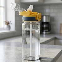Bouteille d'eau Omedecal pour enfants, type paille, anti-fuite, 480 ml, sans BPA, avec poignée, compatible lave-vaisselle, design excavateur pour garçons et filles