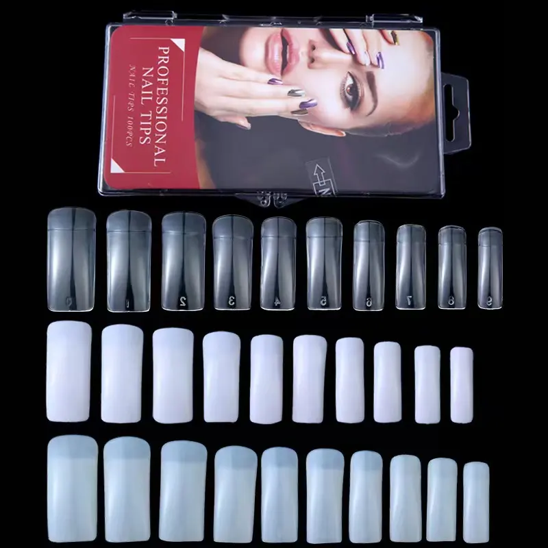 100pcs Full Half Cover Natural White Clear Acrylic Nail Polish Gel Flat Top Nail False Tips