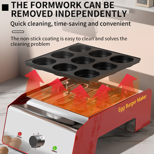 Mới thương mại 9 lỗ không dính điện sưởi ấm trứng <span class=keywords><strong>Burger</strong></span> Máy kinh doanh Máy Chiên Trứng (đường kính lỗ 10cm) - Product Image 2