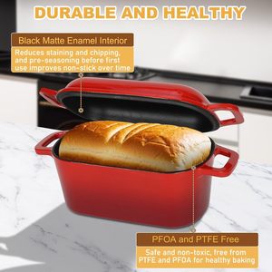 Marmite et <span class=keywords><strong>plaque</strong></span> de cuisson en fonte émaillée non revêtue robuste pour la cuisson du pain - Product Image 4