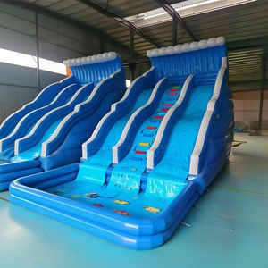 Parc aquatique gonflable à double toboggan Blue Wave commercial avec <span class=keywords><strong>piscine</strong></span>, nouveau design pour la <span class=keywords><strong>location</strong></span> de fêtes dans la cour et les <span class=keywords><strong>vacances</strong></span> d'été - Product Image 1