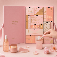 Boîtes intérieures vides personnalisées de luxe en rose, 24 compartiments, carton rigide, calendrier de l'avent pour les cosmétiques et les soins de la peau, pour les outils de maquillage