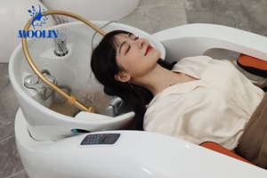 MOOLIN Cama Eléctrica Profesional para Lavado de Cabello, Estilo Tradicional para Salón de Belleza y <span class=keywords><strong>Spa</strong></span>, con Lavabo de Cerámica y Uso en Baño - Product Image 6