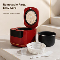 Mini-cuiseur à riz électrique 2L pour la maison, affichage numérique LED, revêtement antiadhésif, contrôle tactile, tasse doseuse en plastique