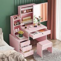 Coiffeuse de style européen et moderne, meuble de table, avec miroir et tabouret, 1 ensemble pour chambre à coucher