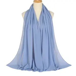 Wholesale Beautiful Long Pearl Chiffon Bubble Fashion Muslim Women Scarf Lady Hijabs Shawl