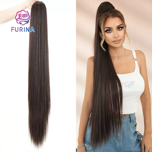 FURINA 2025 extension per capelli con <span class=keywords><strong>coda</strong></span> <span class=keywords><strong>di</strong></span> <span class=keywords><strong>cavallo</strong></span> marrone dritto sintetico Extra lungo resistente alla finitura opaca - Product Image 2