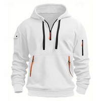 Sweat-shirt polaire décontracté à manches longues pour homme avec capuche et fermeture éclair, style tendance pour l'hiver – Agent de dropshipping Euro-Américain