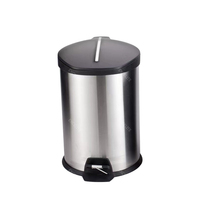 Poubelle en acier inoxydable avec couvercle à fermeture silencieuse, pour la maison, le bureau, l'hôtel, poubelle ronde durable