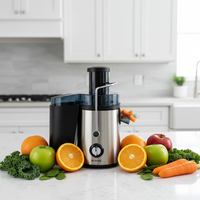 Extracteur de jus centrifuge électrique en acier inoxydable pour usage domestique, avec fonction purée, auto-nettoyant, moteur AC, pour fruits et viande, pour l'exportation.