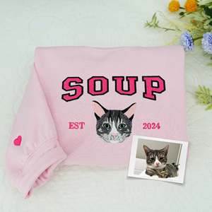 Sudadera con capucha bordada con nombre de foto de mascota personalizada regalo personalizado para papá amante de mascotas abuelo Día del Padre invierno patrón 3D - Product Image 1