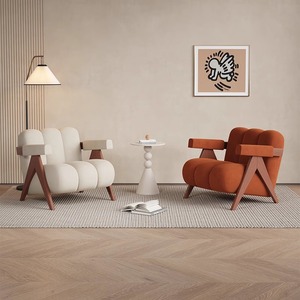 Sillón Sofá Individual de Diseño de Alta Gama en Madera Maciza Estilo Antiguo para Hogar Oficina Bar Balcón Sala de Estar Recepción y Área de Descanso - Product Image 5