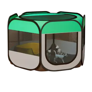 Haustier Katzenlauf für drinnen tragbarer faltbarer Hundespielaufsatz Zeltkäfig für draußen mit Reißverschluss Deckeltür für Kätzchen Welpen draußen