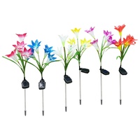 Lampe solaire LED Guangdong IP65 en forme de fleur, 4 LED, 4 têtes, type lys, pour jardin et cour